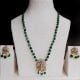 Handmade Brass Metal Jewellery Green Bead Pendant Set